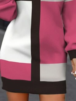 Women's Casual Dress Sweatshirt Dress Winter Dress Geometric Plaid Print Crew Neck Mini Dress Fashion Streetwear Outdoor Daily Long Sleeve Loose Fit Fuchsia Fall Winter S M L XL XXL -LIGHTINTHEBOX Shop njtwty1694661888634