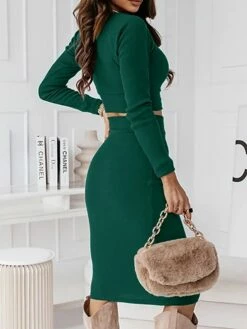 Women's Two Piece Dress Set Casual Dress Skirt Set Outdoor Daily Fashion Sexy Ribbed Midi Dress Crew Neck Long Sleeve Plain Regular Fit Black Wine Green Fall Winter S M L XL 22 Women's Two Piece Dress Set Casual Dress Skirt Set Outdoor Daily Fashion Sexy Ribbed Midi Dress Crew Neck Long Sleeve Plain Regular Fit Black Wine Green Fall Winter S M L XL -LIGHTINTHEBOX Shop nlpqvt1695268230650
