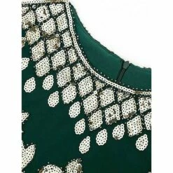 Women's Retro 1920s Fringe Dress Midi Dress Party Halloween Sequins Tassel Fringe Floral V Neck Short Sleeve Regular Fit Spring Fall 2023 Silver Black S M L XL -LIGHTINTHEBOX Shop nmgmrj1692849712451