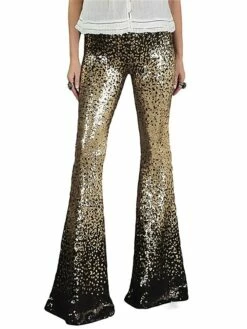 Women's Flared Pants Pants Trousers Black Silvery Blue High Waist Fashion Streetwear Party Street Daily Sequins Micro-elastic Full Length Breathability Gradient S M L XL 2XL -LIGHTINTHEBOX Shop nnnifj1691564853664
