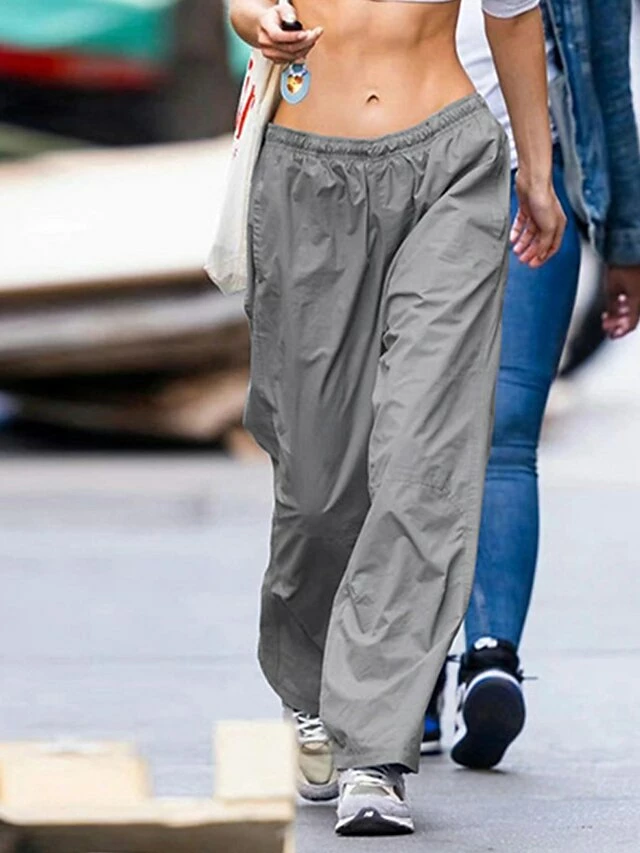 Women's Sweatpants Chinos Pants Trousers Grey Low Waist Fashion Streetwear Holiday Daily Wear Going Out Pocket Full Length Breathability Plain S M L 5 Women's Sweatpants Chinos Pants Trousers Grey Low Waist Fashion Streetwear Holiday Daily Wear Going Out Pocket Full Length Breathability Plain S M L - Image 3