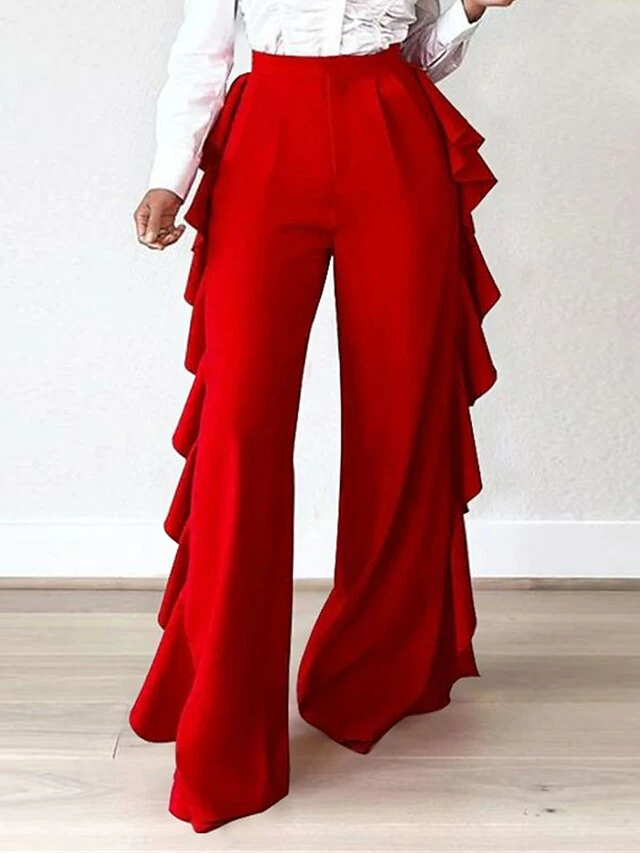 Women's Wide Leg Chinos Pants Trousers Robin's Egg Blue Black Red Fashion Streetwear Street Daily Daily Wear Full Length Comfort Solid Color S M L XL 2XL 6 Women's Wide Leg Chinos Pants Trousers Robin's Egg Blue Black Red Fashion Streetwear Street Daily Daily Wear Full Length Comfort Solid Color S M L XL 2XL - Image 4