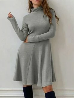 Women's Casual Dress Plain Dress Midi Dress Patchwork Outdoor Street Daily Fashion Streetwear Stand Collar Long Sleeve 2023 Slim Black Khaki Gray Color S M L XL XXL Size 17 Women's Casual Dress Plain Dress Midi Dress Patchwork Outdoor Street Daily Fashion Streetwear Stand Collar Long Sleeve 2023 Slim Black Khaki Gray Color S M L XL XXL Size -LIGHTINTHEBOX Shop nthvwd1692259908991