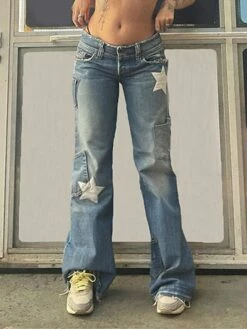 Women's Jeans Wide Leg Pants Trousers Full Length Vintage Fashion Street Daily Blue S M Fall Winter