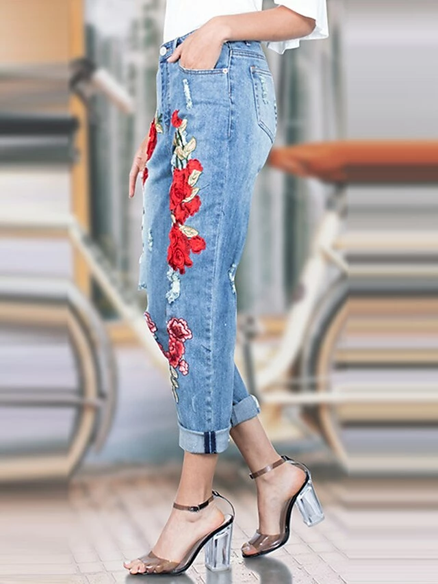 Women's Jeans Straight Full Length Fashion Streetwear Street Daily Robin's Egg Blue S M Fall Winter 4 Women's Jeans Straight Full Length Fashion Streetwear Street Daily Robin's Egg Blue S M Fall Winter - Image 2