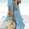Women's Two Piece Dress Set Casual Dress Print Dress Daily Holiday Fashion Casual Print Maxi Dress V Neck Half Sleeve Marble Print Regular Fit Blue Summer Spring S M L XL XXL -LIGHTINTHEBOX Shop nwaiyn1679467281816