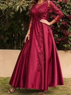Women's Prom Dress Party Dress Lace Dress Long Dress Maxi Dress Red 3/4 Length Sleeve Pure Color Lace Spring Fall Winter Crew Neck Fashion Party Winter Dress Birthday 2023 S M L XL XXL 16 Women's Prom Dress Party Dress Lace Dress Long Dress Maxi Dress Red 3/4 Length Sleeve Pure Color Lace Spring Fall Winter Crew Neck Fashion Party Winter Dress Birthday 2023 S M L XL XXL -LIGHTINTHEBOX Shop nwqhoi1654751844031