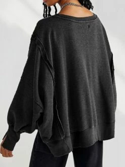 Hoodie Women's Black White Army Green Solid / Plain Color Split Daily Fashion Round Neck Loose Fit S -LIGHTINTHEBOX Shop nxqjvu1697798982909