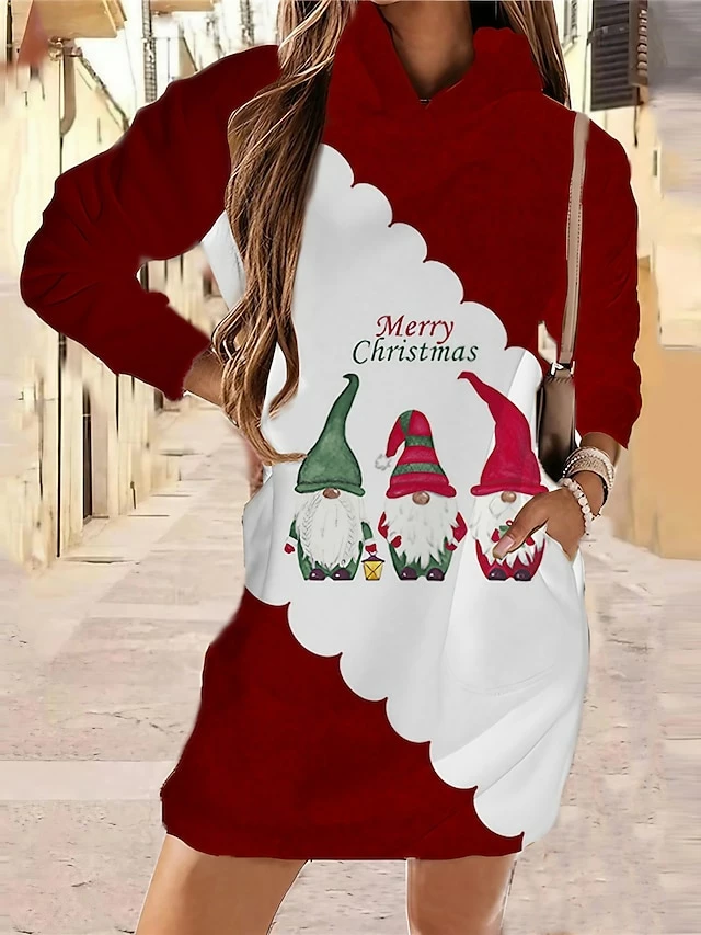 Women‘s Christmas Hoodie Dress Winter DressShort Mini Dress Blue Red Long Sleeve Letter Snowflake Pocket Print Fall Winter Hooded Vacation Casual 2022 S M L XL XXL 3XL 3 Women‘s Christmas Hoodie Dress Winter DressShort Mini Dress Blue Red Long Sleeve Letter Snowflake Pocket Print Fall Winter Hooded Vacation Casual 2022 S M L XL XXL 3XL