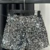 Women's Silver Black Sequin Shorts Micro-elastic Mid Waist Sparkle Party Street Silver Black S M Fall Winter -LIGHTINTHEBOX Shop nyxqhy1693295374120
