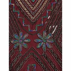 Women's Retro 1920s Fringe Dress Midi Dress Party Halloween Sequins Tassel Fringe Floral V Neck Sleeveless Regular Fit Spring Fall 2023 Black Red S M L XL -LIGHTINTHEBOX Shop oadzdx1692849484302