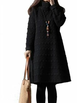 Women's Work Dress Sheath Dress Black Dress Fashion Midi Dress Ruched Turtleneck Long Sleeve Plain Loose Fit Black Wine Gray Fall Winter M L XL XXL -LIGHTINTHEBOX Shop oaxtil1693300597506