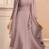Women's Two Piece Dress Set Casual Dress Lace Dress Outdoor Daily Fashion Elegant Lace Ruffle Midi Dress Crew Neck 3/4 Length Sleeve Plain Regular Fit Purple Summer Spring S M L XL XXL -LIGHTINTHEBOX Shop obajyy1690945116729