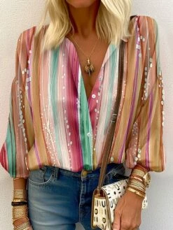 Women's Shirt Blouse Red Blue Green Striped Button Print Long Sleeve Casual Fashion Standing Collar Regular Fit Spring &Fall 9 Women's Shirt Blouse Red Blue Green Striped Button Print Long Sleeve Casual Fashion Standing Collar Regular Fit Spring &Fall -LIGHTINTHEBOX Shop obpexj1695639346139