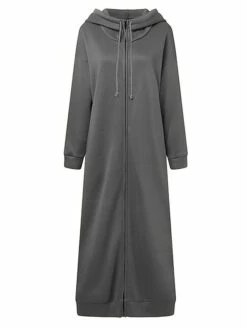 Women's Casual Dress Hoodie Dress Shift Dress Long Dress Maxi Dress Pocket Outdoor Street Daily Active Fashion Hooded Long Sleeve 2023 Loose Fit Black Brown Gray Color S M L XL XXL Size -LIGHTINTHEBOX Shop obvujg1692776287371