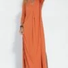 Women's Casual Dress Summer Dress Plain Dress Long Dress Maxi Dress Split Daily Date Going Out Fashion Basic V Neck 3/4 Length Sleeve 2023 Loose Fit Black Orange Color S M L XL XXL Size -LIGHTINTHEBOX Shop ocinpu1687251084710