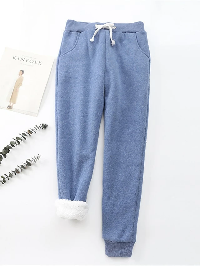 Women's Fleece Pants Sweatpants Chinos Full Length Cotton Micro-elastic High Waist Fashion Streetwear Street Daily Claret Light Gray S M Fall Winter 5 Women's Fleece Pants Sweatpants Chinos Full Length Cotton Micro-elastic High Waist Fashion Streetwear Street Daily Claret Light Gray S M Fall Winter - Image 3