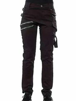 Women'sgothic Pants Zipper Pockets Rivet Steampunk Trousers Rock Style Pants New