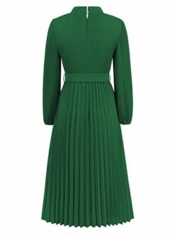 Women's Work Dress Swing Dress Black Dress Fashion Midi Dress Lace Up Ruched Crew Neck Long Sleeve Plain Loose Fit Black Blue Green Fall Winter S M L XL XXL -LIGHTINTHEBOX Shop ofljle1693300600163