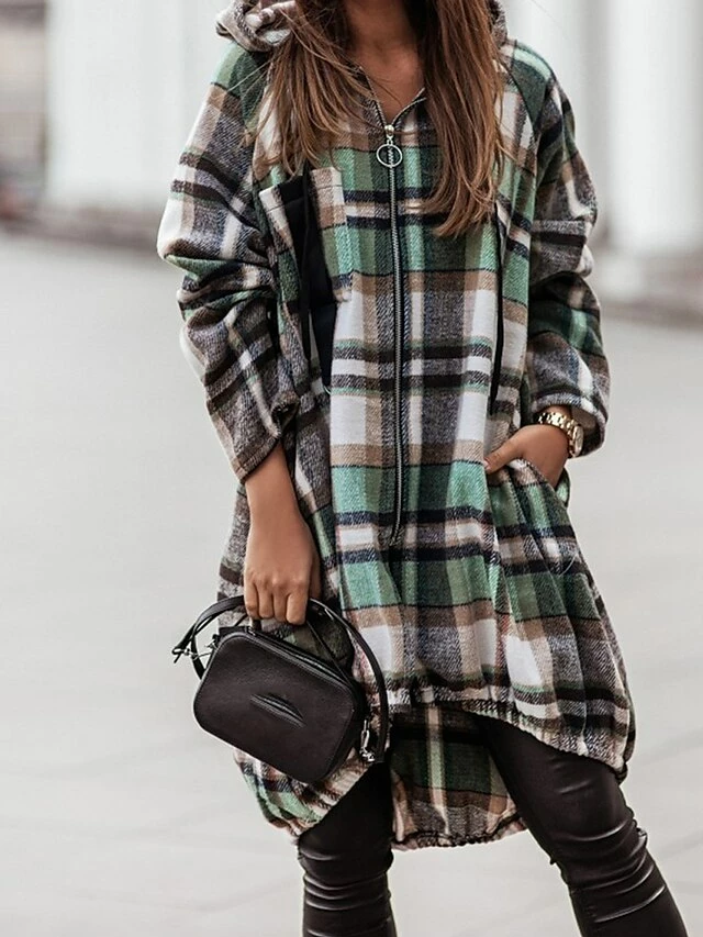 Women's Casual Dress Plaid Dress Spring Dress Midi Dress Zipper Date Going Out Weekend Active Fashion Hooded Long Sleeve 2023 Loose Fit Black Red Green Color S M L XL XXL Size 12 Women's Casual Dress Plaid Dress Spring Dress Midi Dress Zipper Date Going Out Weekend Active Fashion Hooded Long Sleeve 2023 Loose Fit Black Red Green Color S M L XL XXL Size - Image 10