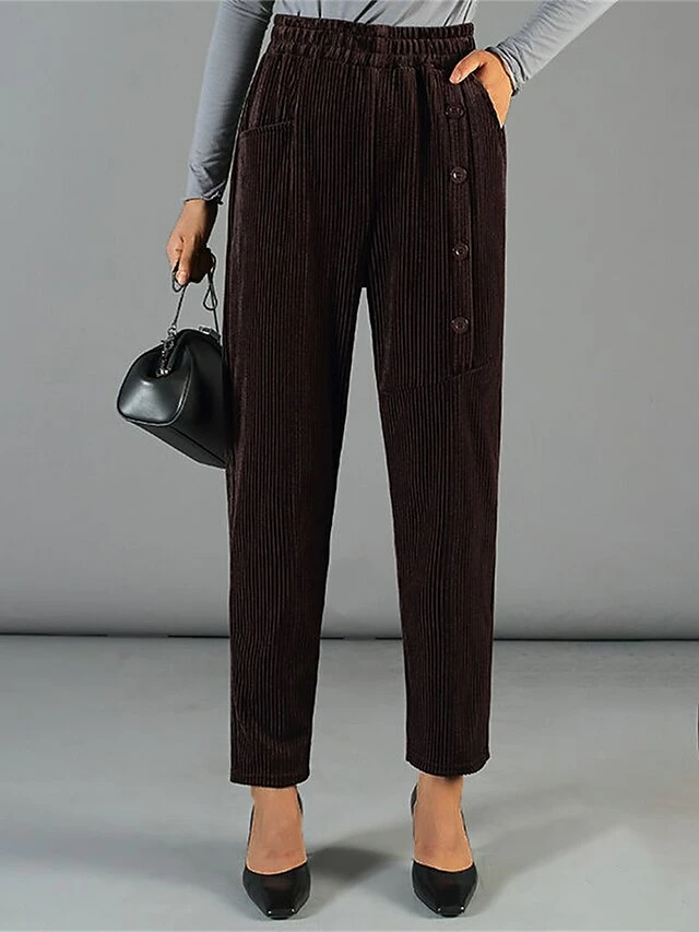 Women's Fleece Pants Pants Trousers Harem Pants Wine Black Coffee Fashion Streetwear Daily Daily Wear Vacation Pocket Full Length Breathability Plain XL 2XL 3XL 4XL 5XL 9 Women's Fleece Pants Pants Trousers Harem Pants Wine Black Coffee Fashion Streetwear Daily Daily Wear Vacation Pocket Full Length Breathability Plain XL 2XL 3XL 4XL 5XL - Image 7