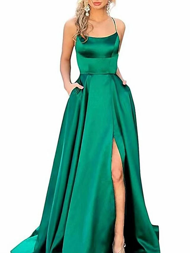 Women‘s Prom Party Dress Satin Dress Swing Dress Long Dress Maxi Dress Black Blue Dark Green Pure Color Backless Fall Spring Spaghetti Romantic Winter Dress Daily Evening Party 2023 4 Women‘s Prom Party Dress Satin Dress Swing Dress Long Dress Maxi Dress Black Blue Dark Green Pure Color Backless Fall Spring Spaghetti Romantic Winter Dress Daily Evening Party 2023 - Image 2