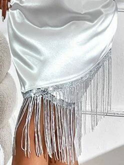 Women's Party Dress Fringe Dress Cocktail Dress Midi Dress White Half Sleeve Pure Color Tassel Fringe Summer Spring Fall Square Neck Fashion Vacation 2023 S M L XL -LIGHTINTHEBOX Shop oidjjo1692857479584