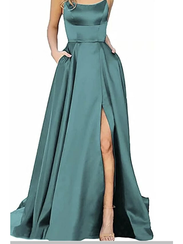 Women‘s Prom Party Dress Satin Dress Swing Dress Long Dress Maxi Dress Black Blue Dark Green Pure Color Backless Fall Spring Spaghetti Romantic Winter Dress Daily Evening Party 2023 6 Women‘s Prom Party Dress Satin Dress Swing Dress Long Dress Maxi Dress Black Blue Dark Green Pure Color Backless Fall Spring Spaghetti Romantic Winter Dress Daily Evening Party 2023 - Image 4