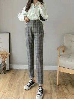 Women's Dress Pants Cropped Pants Ankle-Length Cotton Print Micro-elastic High Waist Fashion Streetwear Formal Work Grey Coffee S M Fall Winter 24 Women's Dress Pants Cropped Pants Ankle-Length Cotton Print Micro-elastic High Waist Fashion Streetwear Formal Work Grey Coffee S M Fall Winter -LIGHTINTHEBOX Shop okuzsz1693983752797