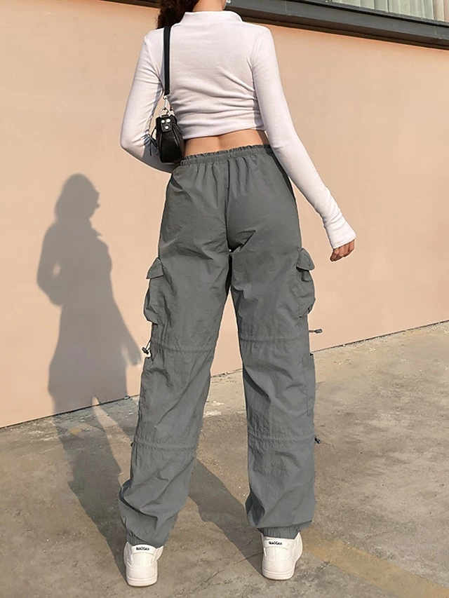 Women's Cargo Pants Pants Trousers Baggy Full Length Cotton Blend Baggy Micro-elastic Mid Waist Fashion Casual Office Black Green S M Autumn / Fall 12 Women's Cargo Pants Pants Trousers Baggy Full Length Cotton Blend Baggy Micro-elastic Mid Waist Fashion Casual Office Black Green S M Autumn / Fall - Image 10