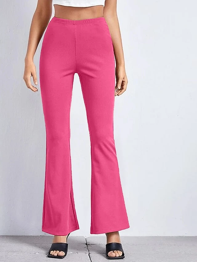 Women's Bell Bottom Pants Trousers Black Rainbow Rose Red Mid Waist Fashion Streetwear Party Street Daily Print Micro-elastic Full Length Comfort Floral S M L XL 2XL 4 Women's Bell Bottom Pants Trousers Black Rainbow Rose Red Mid Waist Fashion Streetwear Party Street Daily Print Micro-elastic Full Length Comfort Floral S M L XL 2XL - Image 2