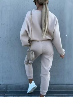 Women's Sweatshirt Tracksuit Pants Sets Black Camel Fuchsia Plain Long Sleeve Outdoor Sports Outdoor Active Daily Round Neck Regular Fit Fall & Winter -LIGHTINTHEBOX Shop olnemx1691064066400