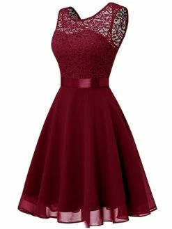 Women‘s Party Dress Lace Dress Knee Length Dress Pink Red Wine Dark Blue Red White Black Sleeveless Pure Color Lace Spring Summer Crew Neck Elegant 2022 XS S M L XL XXL XXXL -LIGHTINTHEBOX Shop olxmzf1631946869565