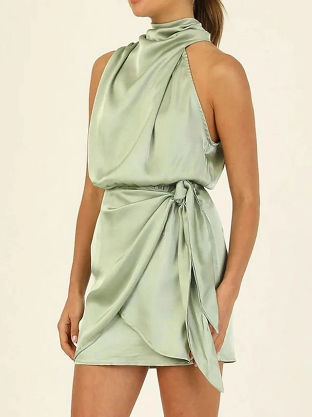 Women's Party Dress Homecoming Dress Cocktail Dress Mini Dress Black Champagne Light Green Sleeveless Pure Color Lace Up Spring Fall Winter Halter Neck Fashion Wedding Guest Birthday Vacation Loose 7 Women's Party Dress Homecoming Dress Cocktail Dress Mini Dress Black Champagne Light Green Sleeveless Pure Color Lace Up Spring Fall Winter Halter Neck Fashion Wedding Guest Birthday Vacation Loose - Image 5