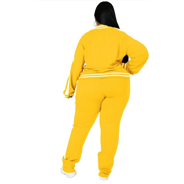 Women's Tracksuit Sweatsuit 2 Piece Athletic Winter Long Sleeve Thermal Warm Breathable Soft Fitness Running Jogging Sportswear Activewear Striped Black Yellow Light Green 7 Women's Tracksuit Sweatsuit 2 Piece Athletic Winter Long Sleeve Thermal Warm Breathable Soft Fitness Running Jogging Sportswear Activewear Striped Black Yellow Light Green - Image 5