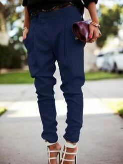 Women's Cargo Pants Joggers Pants Trousers Full Length Pocket Drop Crotch Mid Waist Simple Basic Work Office / Career Black White S M Spring &Fall -LIGHTINTHEBOX Shop oojhys1611719361593