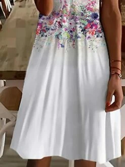 Women's Casual Dress Mini Dress White Short Sleeve Floral Ruched Summer Spring Scalloped Neck Elegant Loose Fit 2023 S M L XL XXL -LIGHTINTHEBOX Shop opgyxl1656921222686