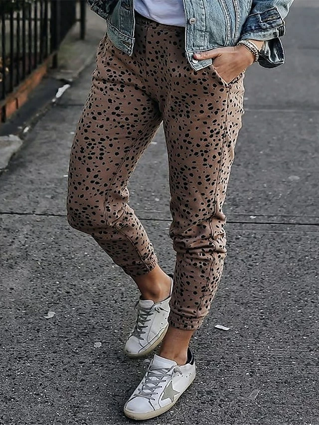 Women's Chinos Pants Trousers Full Length High Cut Micro-elastic High Waist Fashion Streetwear Street Daily Leopard S M Fall Winter 3 Women's Chinos Pants Trousers Full Length High Cut Micro-elastic High Waist Fashion Streetwear Street Daily Leopard S M Fall Winter
