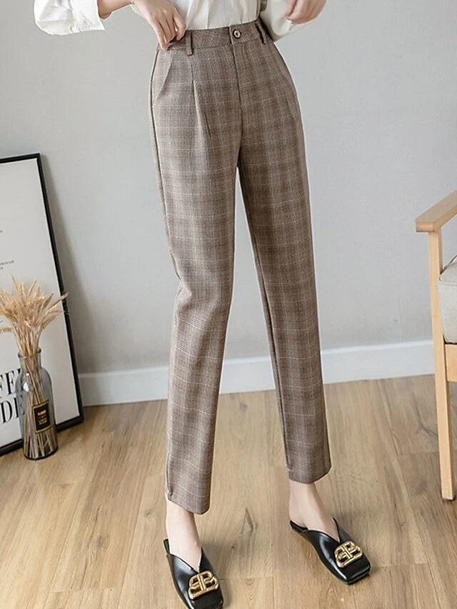 Women's Dress Pants Cropped Pants Ankle-Length Cotton Print Micro-elastic High Waist Fashion Streetwear Formal Work Grey Coffee S M Fall Winter 13 Women's Dress Pants Cropped Pants Ankle-Length Cotton Print Micro-elastic High Waist Fashion Streetwear Formal Work Grey Coffee S M Fall Winter - Image 11