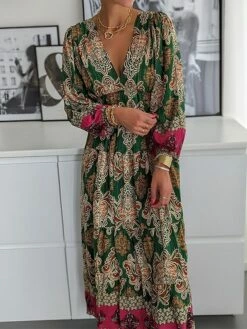 Women's Casual Dress Print Dress Spring Dress Floral Ruched Print V Neck Midi Dress Active Streetwear Outdoor Street Long Sleeve Regular Fit Black Fuchsia Green Spring Fall S M L XL XXL 11 Women's Casual Dress Print Dress Spring Dress Floral Ruched Print V Neck Midi Dress Active Streetwear Outdoor Street Long Sleeve Regular Fit Black Fuchsia Green Spring Fall S M L XL XXL -LIGHTINTHEBOX Shop orpxcd1692606091451