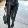 Women's Leather Pants Pants Trousers Black Casual Daily Party Casual Daily Stretchy Full Length Outdoor Solid Colored S M L XL -LIGHTINTHEBOX Shop orsefn1670299564247