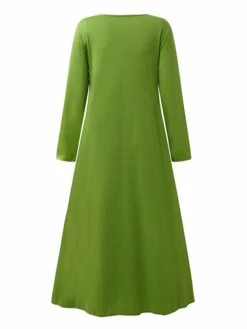 Women's Casual Dress Swing Dress Midi Dress Green Light Grey Dark Gray Long Sleeve Pure Color Ruched Winter Fall Spring U Neck Fashion Vacation 2023 S M L XL XXL 3XL -LIGHTINTHEBOX Shop orztci1685684645885