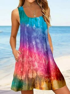 Women's Casual Dress Tank Dress Summer Dress Graphic Color Block Print Crew Neck Mini Dress Fashion Classic Daily Holiday Sleeveless Loose Fit Black Pink Summer Spring S M L XL XXL -LIGHTINTHEBOX Shop oshuon1686304705749