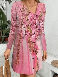 Women's Casual Dress A Line Dress Print Dress Floral Print Button Print V Neck Midi Dress Active Fashion Outdoor Daily Long Sleeve Regular Fit Pink Blue Spring Fall S M L XL XXL 7 Women's Casual Dress A Line Dress Print Dress Floral Print Button Print V Neck Midi Dress Active Fashion Outdoor Daily Long Sleeve Regular Fit Pink Blue Spring Fall S M L XL XXL -LIGHTINTHEBOX Shop oskgcm1692942270161