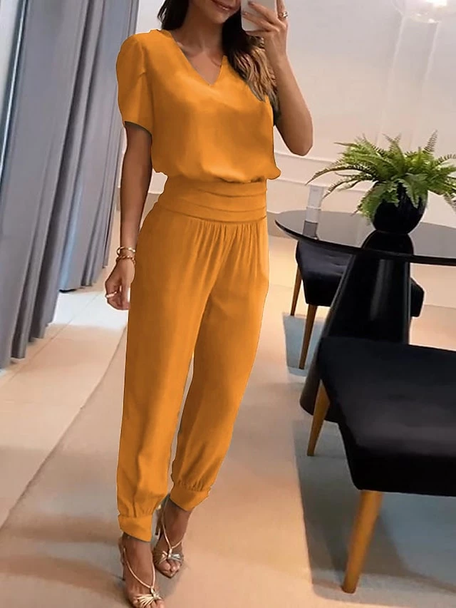 Women's Shirt Pants Sets Black Yellow Royal Blue Graphic Butterfly Print Short Sleeve Casual Daily Vintage Fashion Streetwear V Neck Regular Fit Fall & Winter 10 Women's Shirt Pants Sets Black Yellow Royal Blue Graphic Butterfly Print Short Sleeve Casual Daily Vintage Fashion Streetwear V Neck Regular Fit Fall & Winter - Image 8