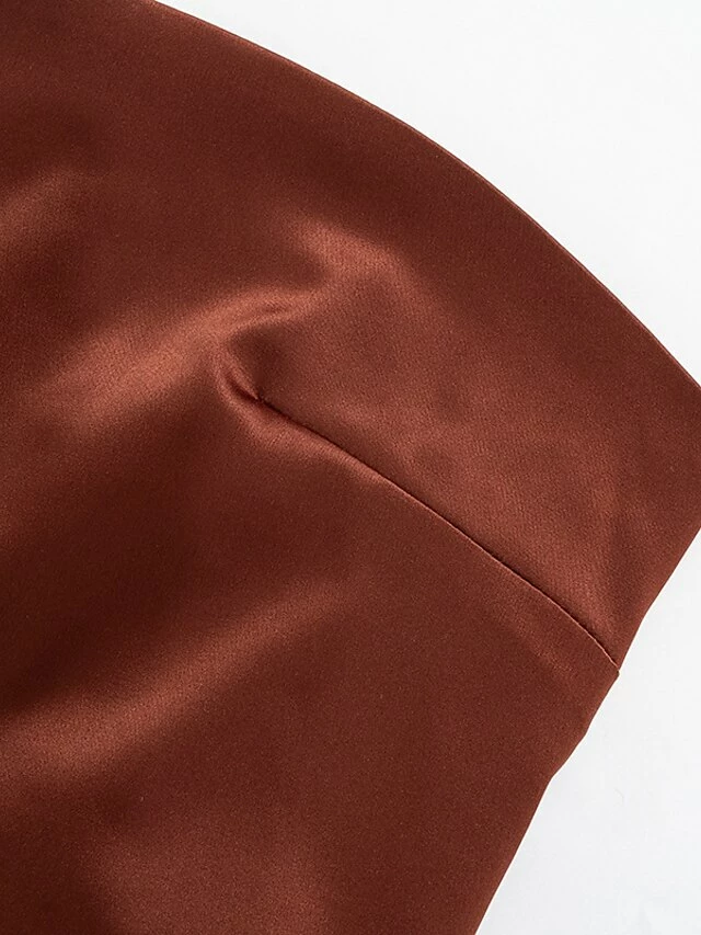 Women‘s Prom Party Dress Wedding Guest Stain Maxi Long Dress Pink Yellow Brown Sleeveless Pure Color Backless Spring Summer Strapless Sexy Mature Party Slim 2023 S M L 13 Women‘s Prom Party Dress Wedding Guest Stain Maxi Long Dress Pink Yellow Brown Sleeveless Pure Color Backless Spring Summer Strapless Sexy Mature Party Slim 2023 S M L - Image 11