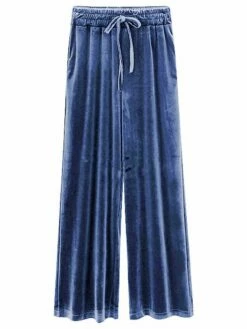 Women's Wide Leg Pants Trousers Baggy Full Length Pocket Baggy Micro-elastic High Waist Fashion Streetwear Party Street Peacock Blue Black S M Fall & Winter -LIGHTINTHEBOX Shop otuxsr1692602746423