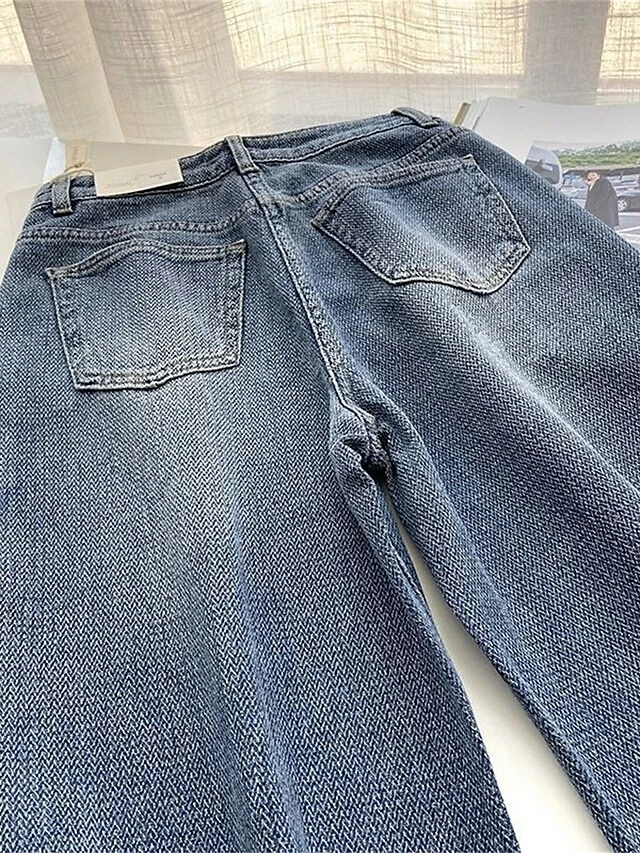 Women's Jeans Wide Leg Pants Trousers Full Length Fashion Streetwear Outdoor Street Blue S M Fall Winter 4 Women's Jeans Wide Leg Pants Trousers Full Length Fashion Streetwear Outdoor Street Blue S M Fall Winter - Image 2