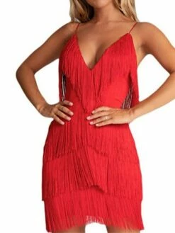 Women‘s Party Dress Fringe Dress Sheath Dress Homecoming Dress Mini Dress Black Wine Red Sleeveless Pure Color Tassel Fringe Spring Summer Spaghetti Strap Party 2023 S M L XL -LIGHTINTHEBOX Shop oxcqbi1660890834174