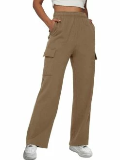 Women‘s Cargo Khaki Pants Wide Leg Trousers Full Length Active Fashion Outdoor Sports & Outdoor Light Gray Black S M Fall Winter